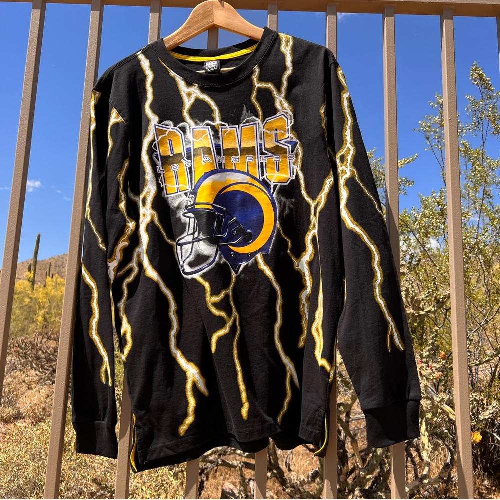 ⬇️💲NFL Team Apparel NWT LA Rams Mens Long Sleeve Graphic T-Shirt M Black